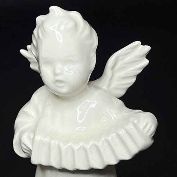 Goebel White Porcelain Musical Angel Figurines with Flute & Accordion - Picture 5 of 12